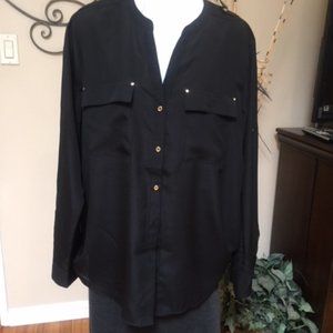 Black Calvin Klein Shirt with Gold Buttons Size XL